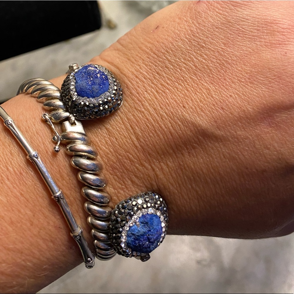 Artisan Crafted Druzy Geode Crystal Sterling Cuff.
